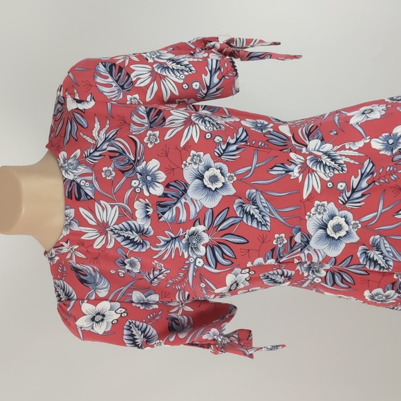 Tokito Womens Dress Size 6 Pink Grey Floral Short Sleeve Fit & Flare Keyhole NEW - Picture 3 of 16